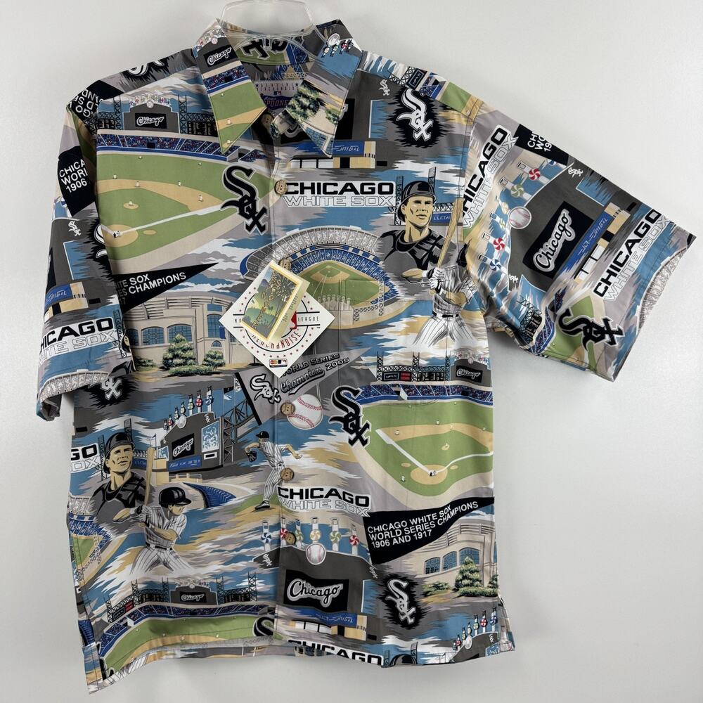 New Reyn Spooner Hawaiian Mens Shirt Chicago White Sox Button Retro Med